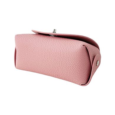 Women's Pebbled Leather Mini Top Handle Bag with Chain Crossbody Strap and Turn Lock Closure