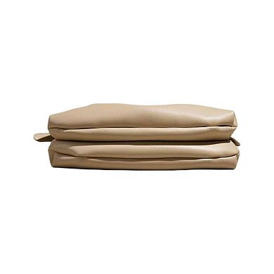 Women's Gathered Leather Shoulder Pouch with Adjustable Strap Soft Pleated Silhouette