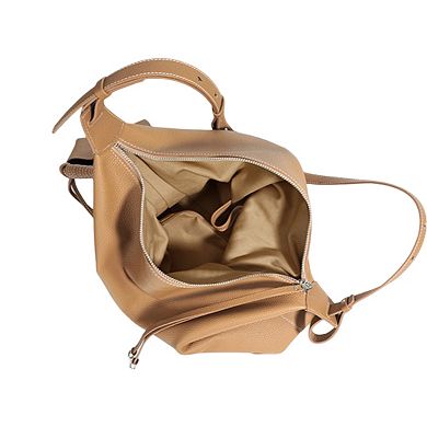 Women's Slouchy Leather Hobo Shoulder Bag with Adjustable Strap Tassel Accent and Zip Closure