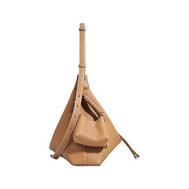 Women's Slouchy Leather Hobo Shoulder Bag with Adjustable Strap Tassel Accent and Zip Closure