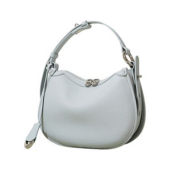 Women's Crescent Leather Shoulder Purse with Adjustable Strap Multi Length Carry and Pebbled Finish