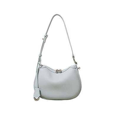 Women's Crescent Leather Shoulder Purse with Adjustable Strap Multi Length Carry and Pebbled Finish