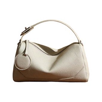 Women's Pebbled Leather Satchel Bag with Top Handle Adjustable Crossbody Strap and Zipper Closure