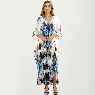 flowy kaftan maxi dress Teal Kaftan Dress: Flowy Maxi Lounge Dress, One Size