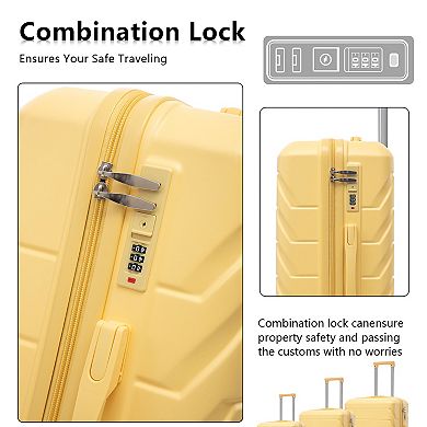 3pc ABS Spinner Wheel Luggage Set, Matching Color, Combination Lock
