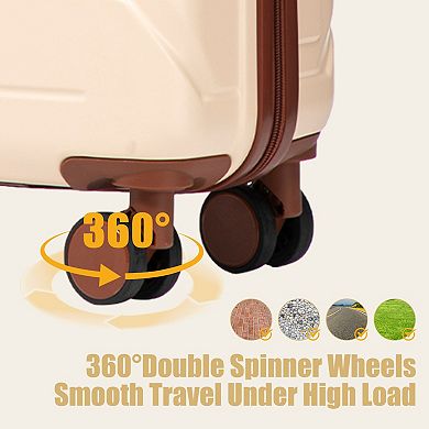 ABS Hard Shell Carry-On Luggage, Scratch Resistant, 4 Spinner Wheels, Combination Lock
