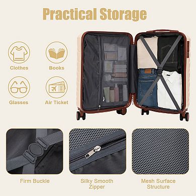 ABS Hard Shell Carry-On Luggage, Scratch Resistant, 4 Spinner Wheels, Combination Lock