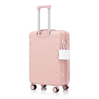 ABS Hard Shell Large Checked Luggage, Scratch Resistant, 4 Wheels, Combo Lock, Side Hooks