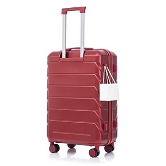 ABS Hard Shell Large Checked Luggage, Scratch Resistant, 4 Wheels, Combo Lock, Side Hooks