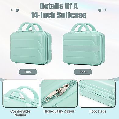 14"/20" 2 pcs/set in ABS Spinner Wheel Luggage, with Combination Lock,14" Cosmetic Case