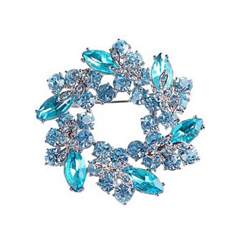 Womens Diamond Inspired Floral Wreath Holiday Christmas Old Fashion Brooch Pin