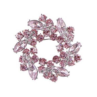 Womens Diamond Inspired Floral Wreath Holiday Christmas Old Fashion Brooch Pin