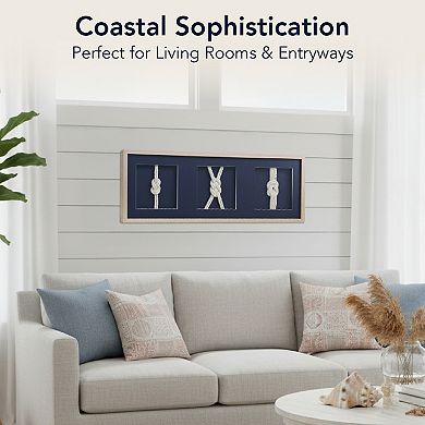 American Art Décor Framed Nautical Rope Wall Decor Navy Coastal Shadow Box Art
