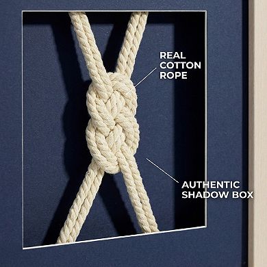 American Art Décor Framed Nautical Rope Wall Decor Navy Coastal Shadow Box Art