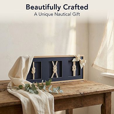 American Art Décor Framed Nautical Rope Wall Decor Navy Coastal Shadow Box Art