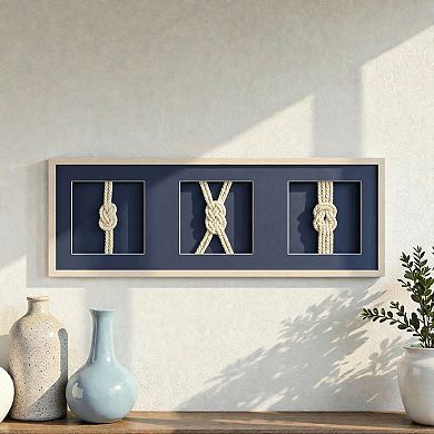 American Art Décor Framed Nautical Rope Wall Decor Navy Coastal Shadow Box Art