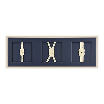 American Art Décor Framed Nautical Rope Wall Decor Navy Coastal Shadow Box Art