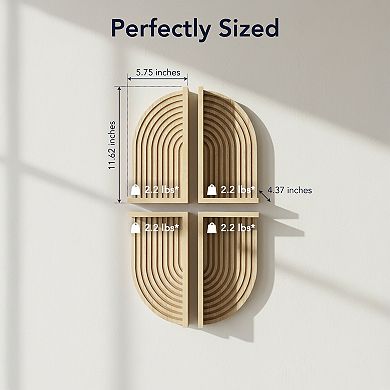American Art Décor Boho Arched Wood 4-Piece Wall Shelf