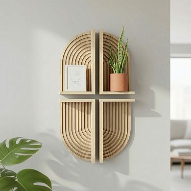 American Art Décor Boho Arched Wood 4-Piece Wall Shelf