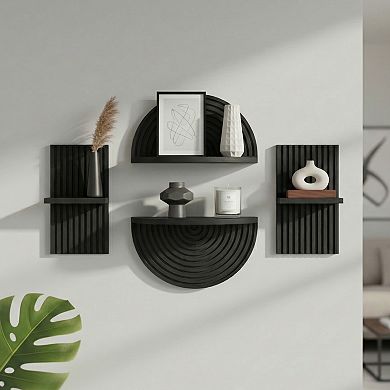 American Art Décor 4-Piece Arched Modular Wood Wall Shelf Set