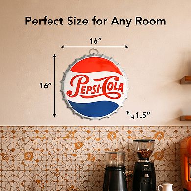 American Art Décor Pepsi Cola Vintage Bottle Cap Wall Sign