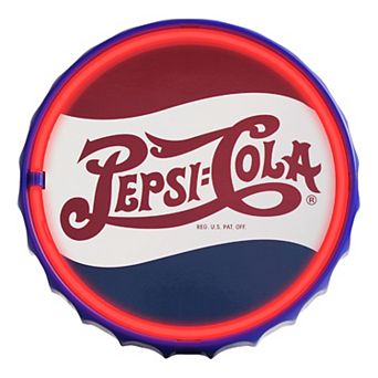 American Art Décor 12-Inch Pepsi Cola Vintage Bottle Cap LED Neon Sign Wall Decor