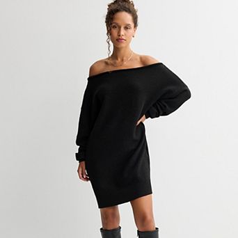 Juniors' Rewind Off-Shoulder Sweater Dress
