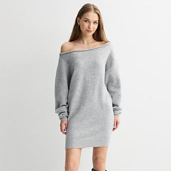 Juniors' Rewind Off-Shoulder Sweater Dress
