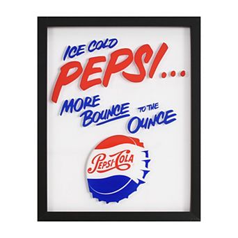 American Art Décor Pepsi-Cola Vintage Bottle Cap Framed Glass Wall Art