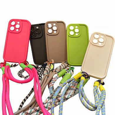 Crossbody Phone Case with Adjustable Strap Shock Resistant Silicone Cover Hands Free Design