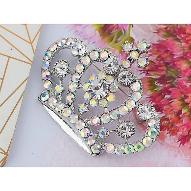 Women's Crown Brooch Pin with Rhinestone Embellishments Princess Tiara Design