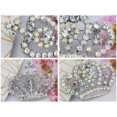 Women's Crown Brooch Pin with Rhinestone Embellishments Princess Tiara Design