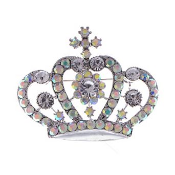 Women's Crown Brooch Pin with Rhinestone Embellishments Princess Tiara Design