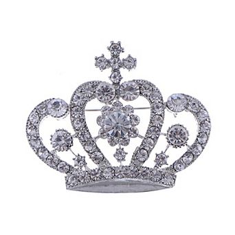 Women's Crown Brooch Pin with Rhinestone Embellishments Princess Tiara Design