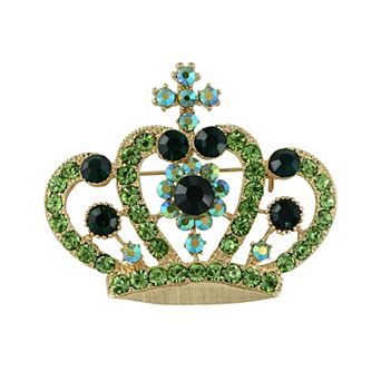 Women's Crown Brooch Pin with Rhinestone Embellishments Princess Tiara Design