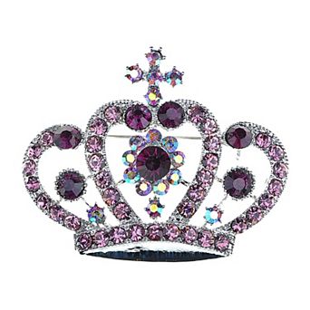 Women's Crown Brooch Pin with Rhinestone Embellishments Princess Tiara Design