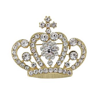 Women's Crown Brooch Pin with Rhinestone Embellishments Princess Tiara Design