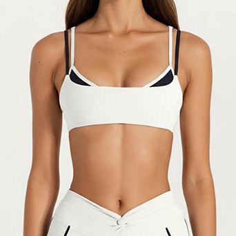 Women's Double Strap Sports Bra with Twist Back Light Support Workout Bra for Yoga Fitness Training