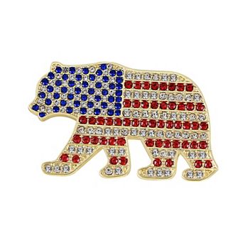 American Flag USA Sparkly Crystal Rhinestone 4th of July Patriotic Pin Brooch