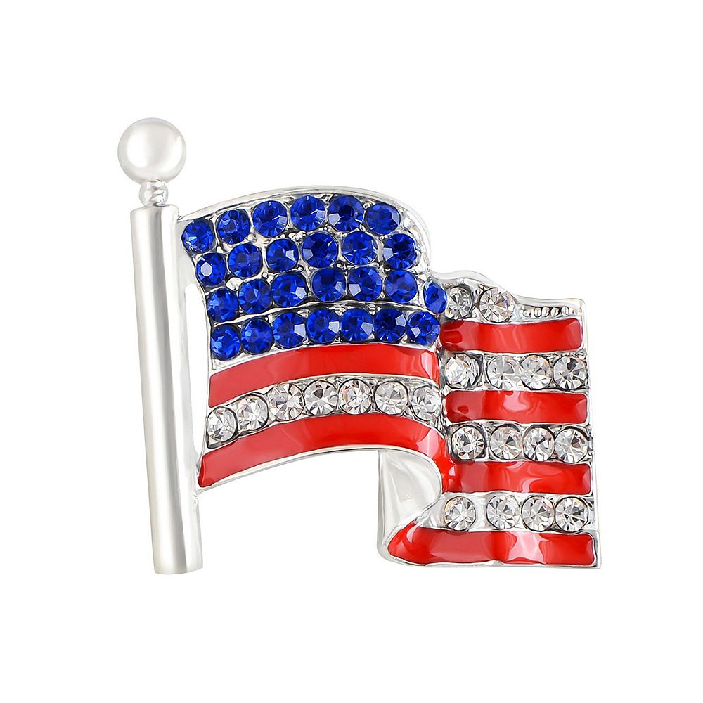 American Flag USA Sparkly Crystal Rhinestone 4th of July Patriotic Pin ...