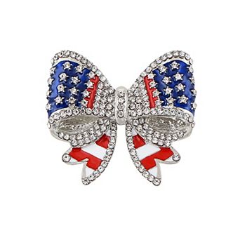 American Flag USA Sparkly Crystal Rhinestone 4th of July Patriotic Pin Brooch