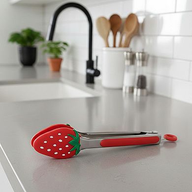 Silicone Tip Kitchen Tongs Set of 2 with Stainless Steel Handle for Cooking and Serving