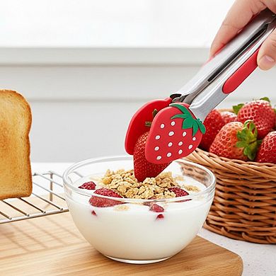 Silicone Tip Kitchen Tongs Set of 2 with Stainless Steel Handle for Cooking and Serving