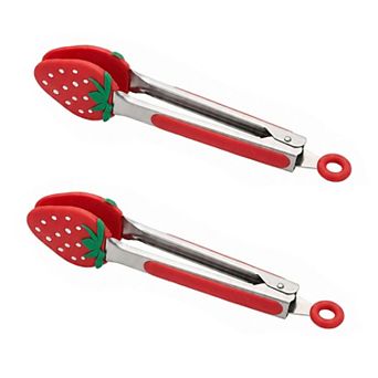 Silicone Tip Kitchen Tongs Set of 2 with Stainless Steel Handle for Cooking and Serving