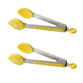 Silicone Tip Kitchen Tongs Set of 2 with Stainless Steel Handle for Cooking and Serving