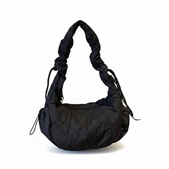 Women's Ruched Padded Shoulder Bag with Adjustable Drawstring Straps