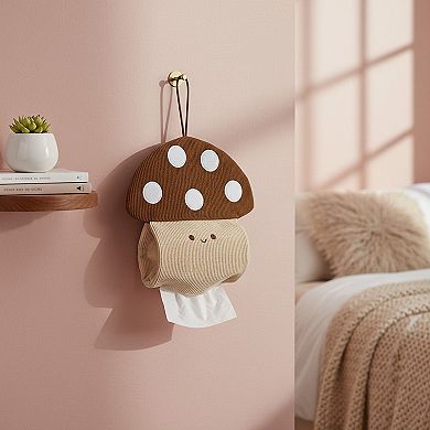 Mushroom Hanging Tissue Holder with Soft Textured Fabric Design