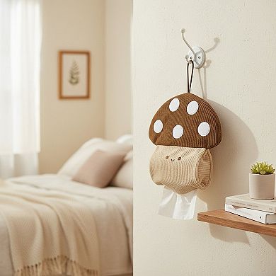 Mushroom Hanging Tissue Holder with Soft Textured Fabric Design