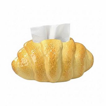 Croissant Decorative Tissue Box Cover with Textured Pastry Design