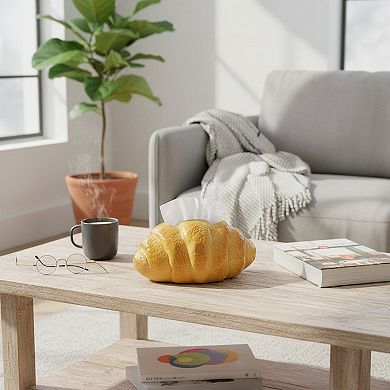 Croissant Decorative Tissue Box Cover with Textured Pastry Design